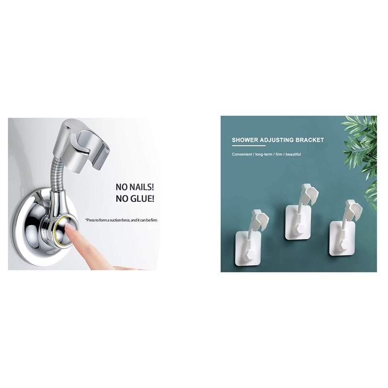 Douchekop Houder Zuignap Handheld Bracket &amp; Douchekop Houder Verstelbare Handheld Bracket (Wit)