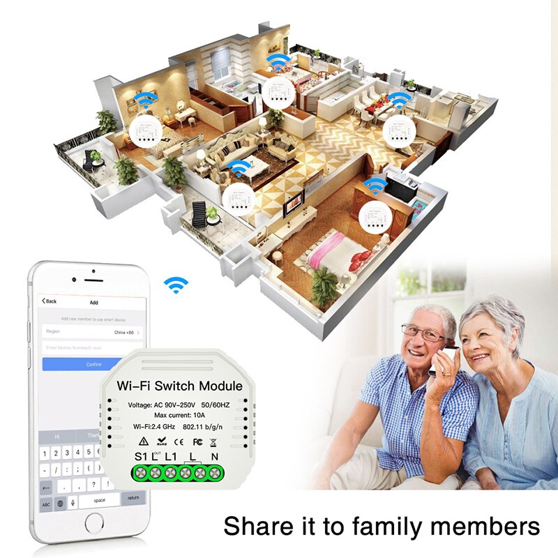 Älykäs wifi-kytkin langaton katkaisija päälle / pois valoajastimen tuki eu / uk kytkinrasia diy-moduuli toimii alexa google home