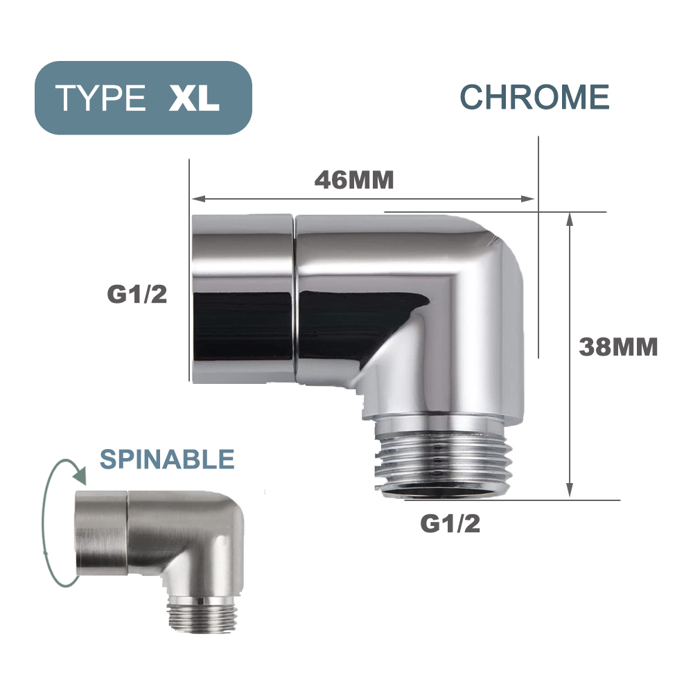 G1/2 Elbow Adapter Shower Head Female and Male Thread Rainfall Shower Handheld Shower Connector Angle 90° 135° Accessory: Brushed Nickel