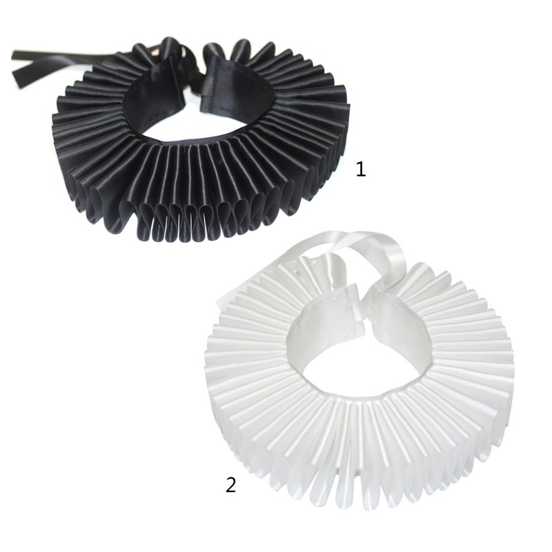 Womens Victorian Renaissance Ruffled Neck Collar Satin Clown Cosplay Choker Costume Accessory