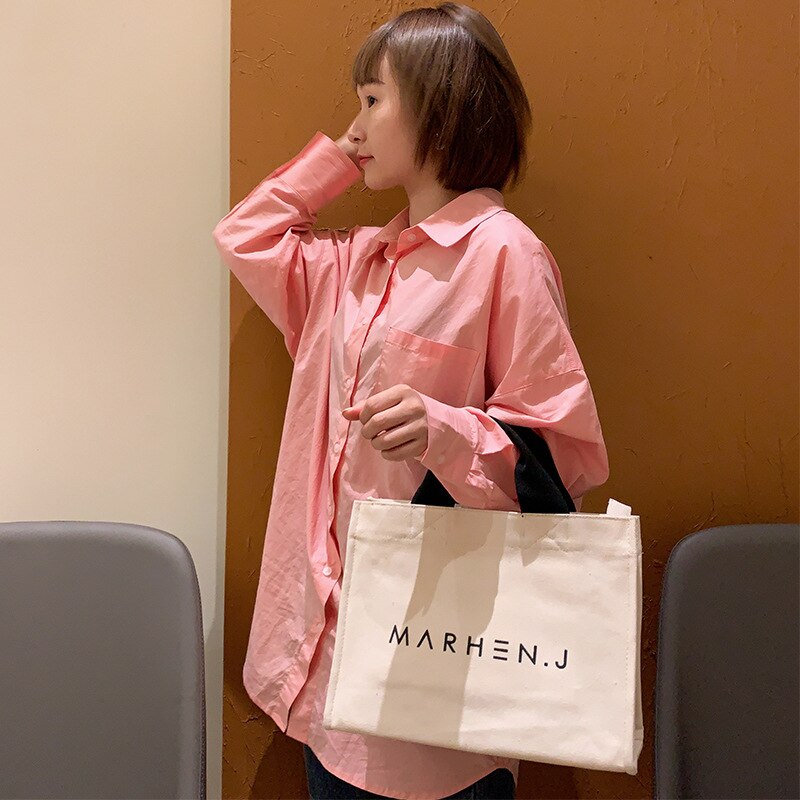 Doudou Maehen. J letter Canvas Handbag Korean portable Messenger Bag Canvas zipper bag multi color spot