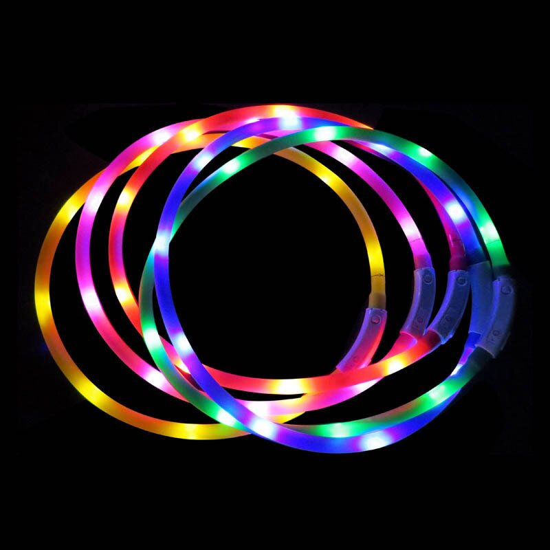 70 Cm Usb Siliconen Huisdieren Levert Led Pet Hond Lichtgevende Halsband Verstelbare Verlichting Glow Honden Leash Nacht Veiligheid Harnas Halsbanden
