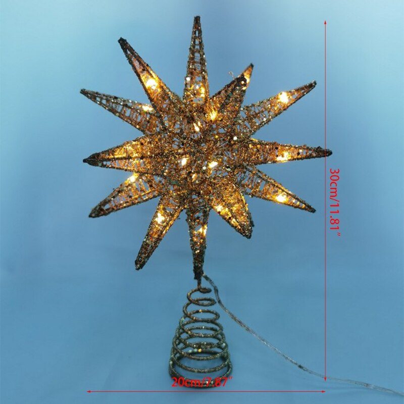 Juletræ ledet stjerne træ topper batteridrevet dekoration på træetop hængende  x4ye