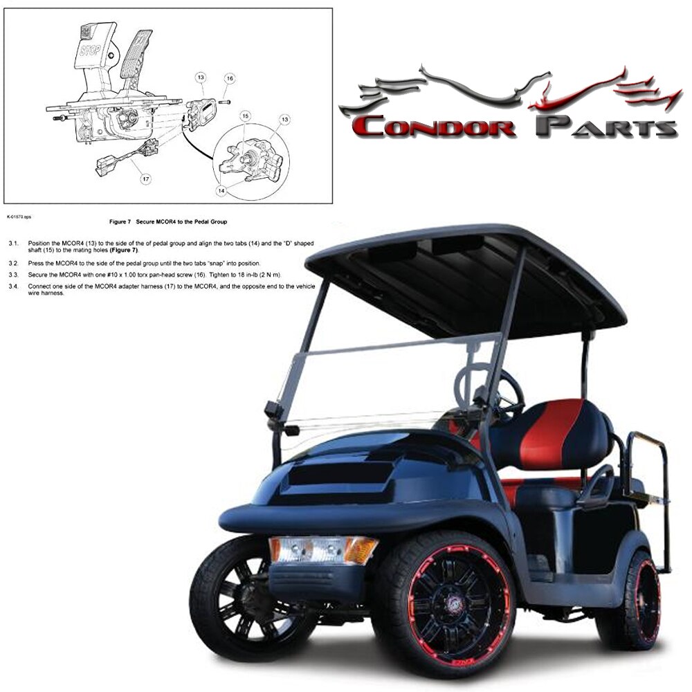 Condor Parts - Golf Cart MCOR 4 Throttle Potentiometer for Club Car DS & Precedent, Replaces OEM# 105116301.