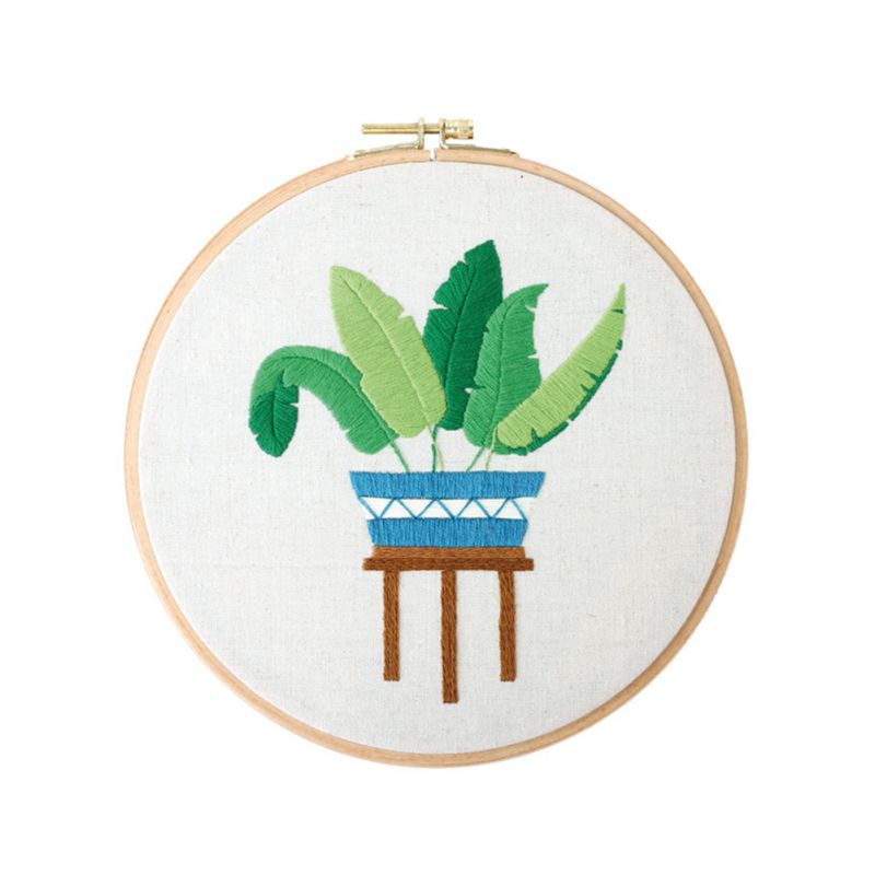 Moderne Diy Borduurwerk Plant Monsterabladeren Cactus Handwerk Handwerken Kruissteek Kit Home Decor Katoen Borduren Craft: D