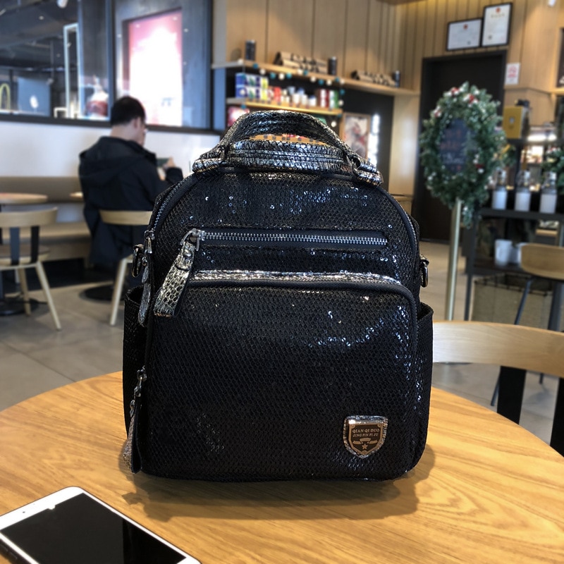 2020 moda lantejoulas sacos de ombro para as mulheres bolsas de náilon casual meninas mochila multi-camada grande viagem sacos crossbody