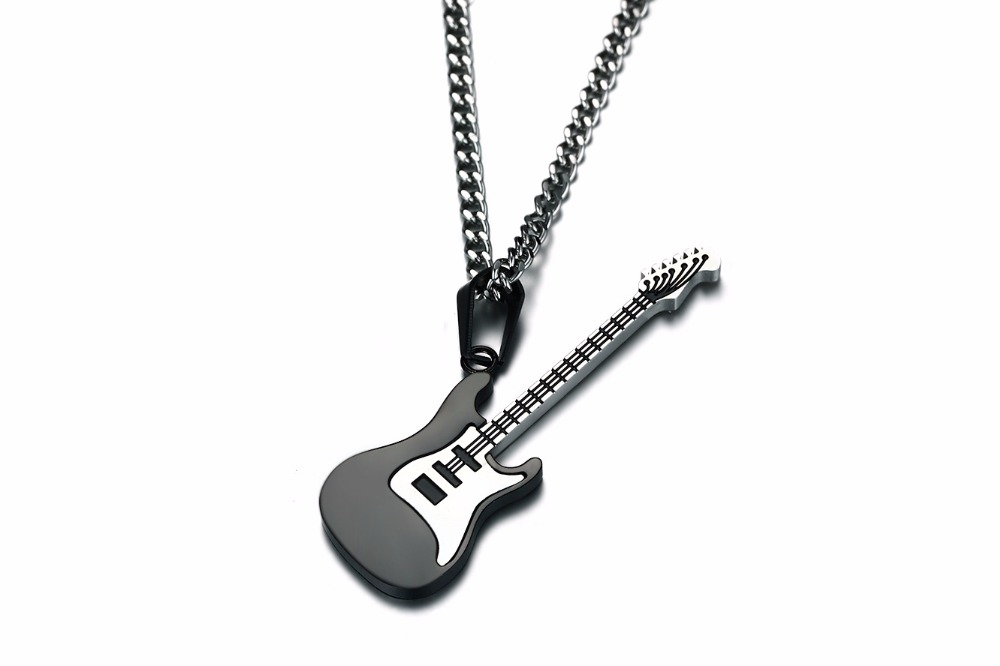 Mannen Ketting Ketting muziekinstrumenten Kettingen Gitaar Hangers Voor Man Trendy Roestvrij Stalen Sieraden