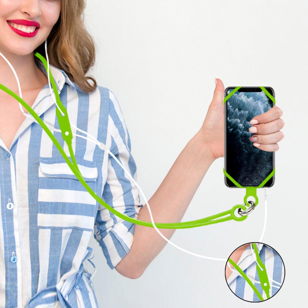 Silicone Lanyard for keys Moblie Phone Straps Cell Phone Holder Sling Necklace Wrist Strap Mobile Phone Holder lanyard cuello: green