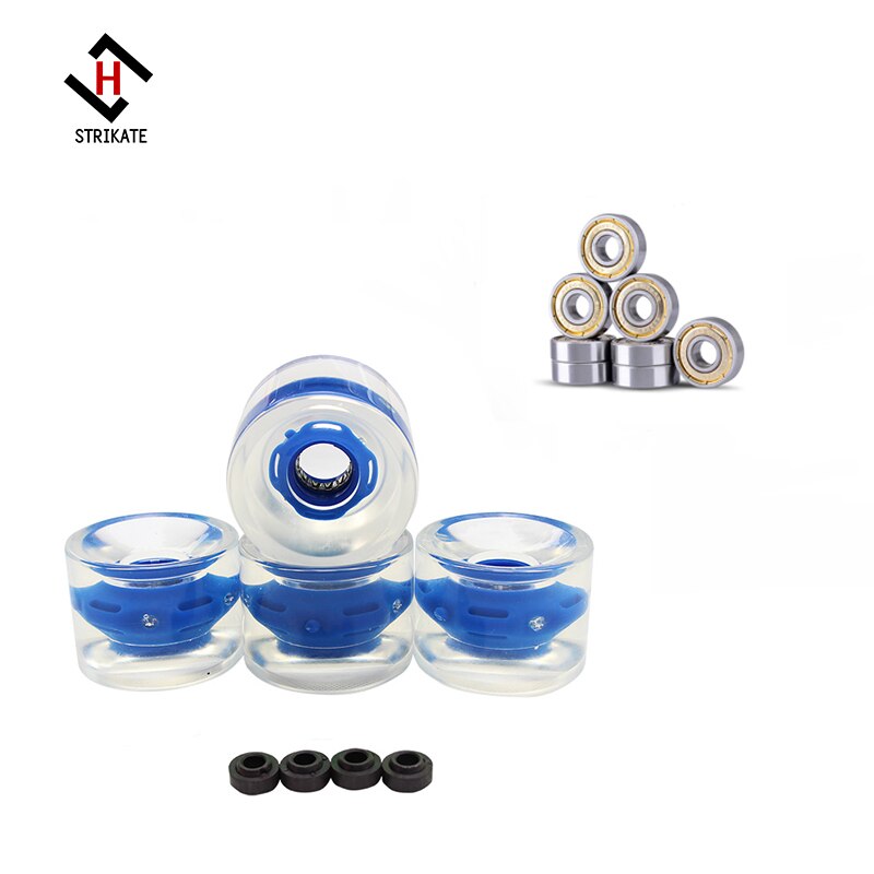 EIN einstellen von 4 Profi Longboard Räder 70mm 78A LED 3 farbe Skateboard Räder mit ABEC 11 Lagerbier und Abstandshalter Beleuchtung: Himmel Blau