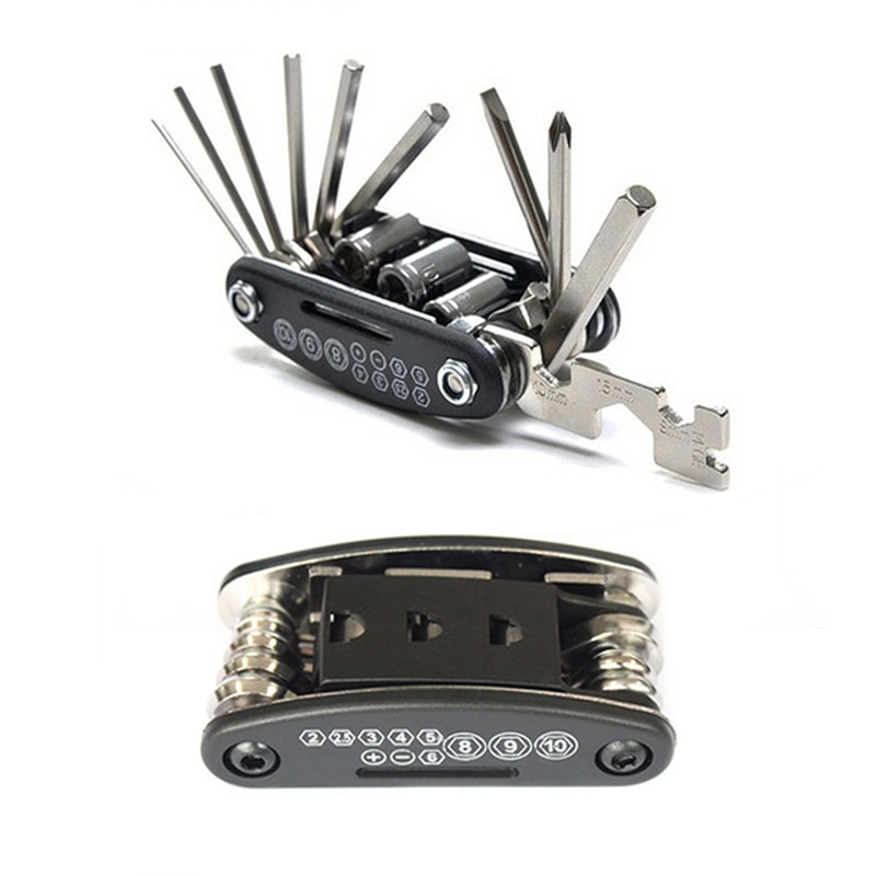 Bicycle Bike Tools Repairing Set 15 In 1 Bike Repair Tool Kit Wrench Screwdriver Chain Carbon steel bicycle Multifunction Tool: 15in1 black