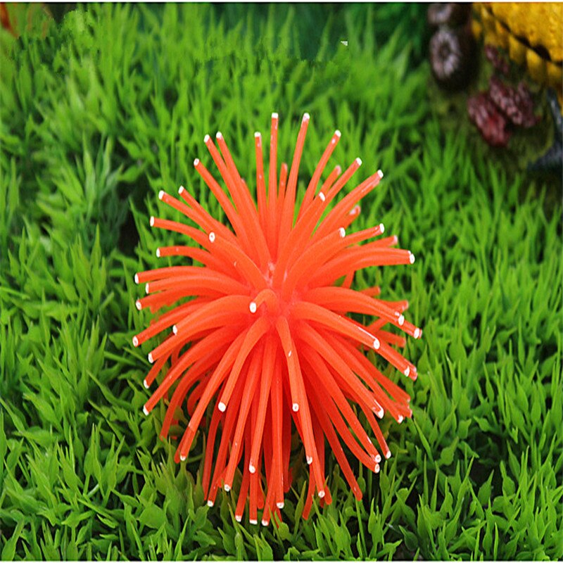 Sucker Coral Aquarium Artificial Coral Plant Glowing Artificial Jellyfishes Underwater Landscape Fish Tank Aquarium Accessories: Orange