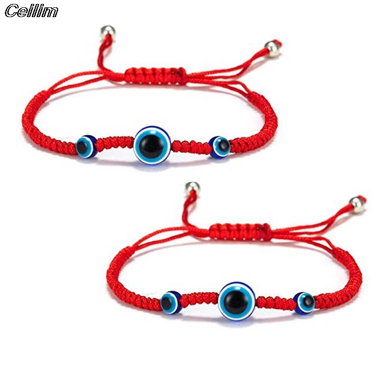 2Pcs 7 Knots Red String Couple Bracelet For Protection Eye Good Luck Amulet For Success And Prosperity Friendship Bracelet: 2pcs style e