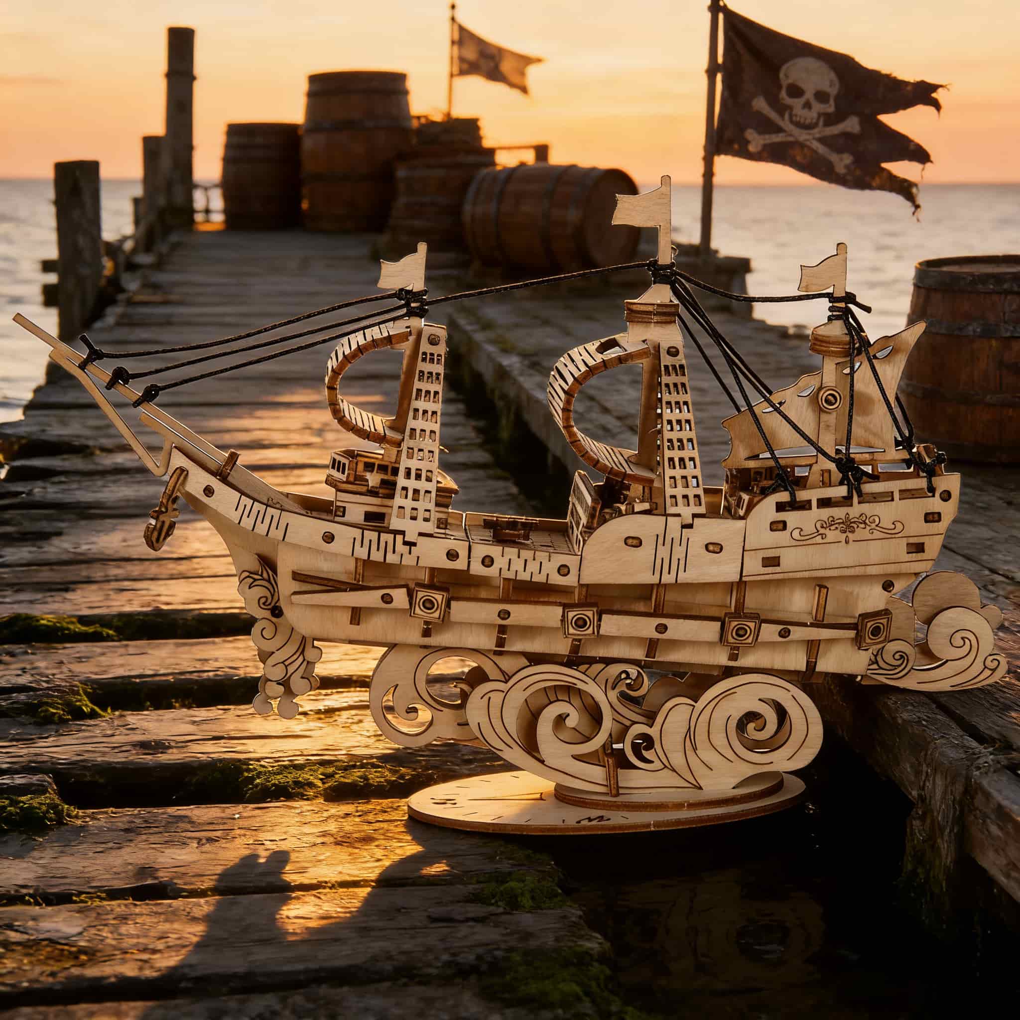 Ocean Sailboat 3D Wooden Puzzle Model The Perfect : Ideal for Halloween, Christmas, and Birthdays