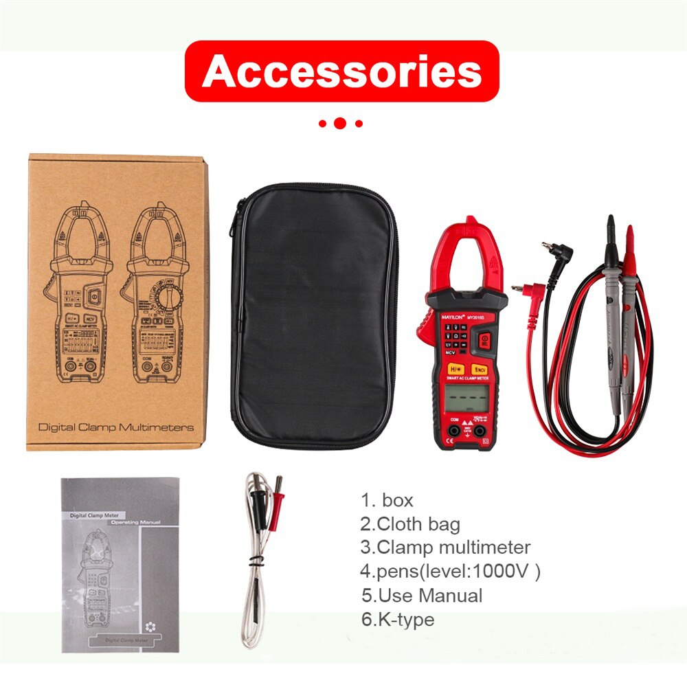 AC DC Digital Clamp Meter RMS Current Voltage Multimeter Measurement Capacitance Electrical Megger Tester