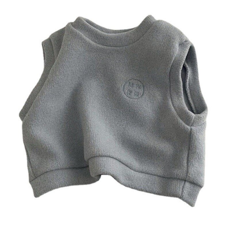 1416B vestiti per bambini gilet moda semplice primavera autunno 2022 New Infant lettere ricamate gilet da ragazzo 0-3 anni gilet da ragazza: light blue / 90 for 2y