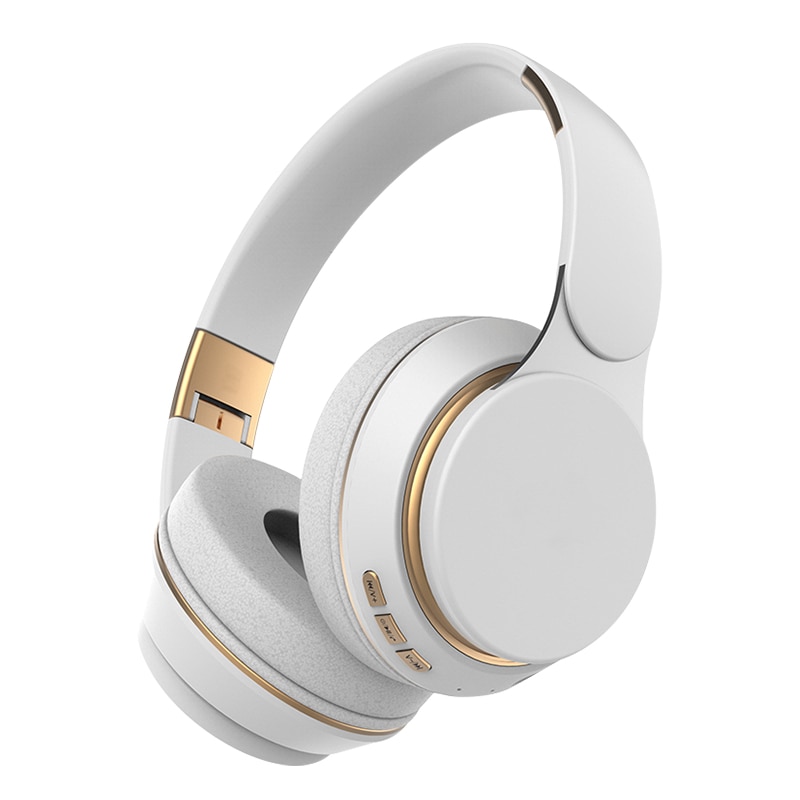 Sans fil Bluetooth casque HIFI HD stéréo basse casque pliable réglable écouteurs avec micro TF carte pour PC téléphone portable Mp3: white