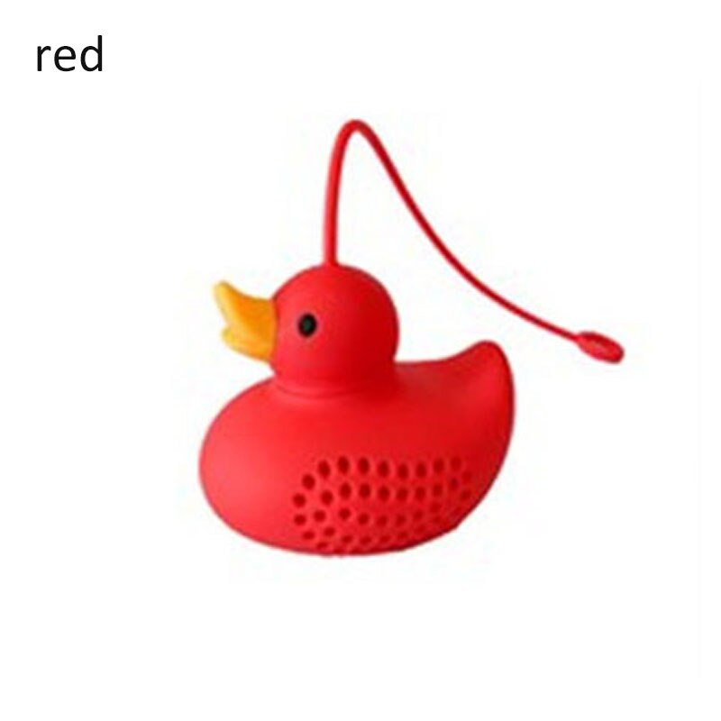 Food Grade Theezeefjes Herbruikbare Keuken Accessoires Losse Blad Diffuser Thee-ei Siliconen Eend Vorm Thee Zak Met String: Rood