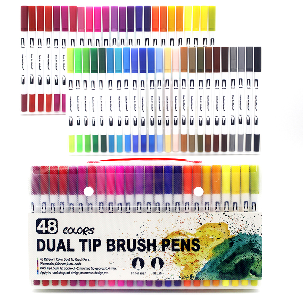Markers Set 36/48/72/120 Kleuren FineLiner Dual Tip Brush Pen Tekening Schilderen Aquarel Art Marker Pennen voor Manga Art Supplies: Bordeaux