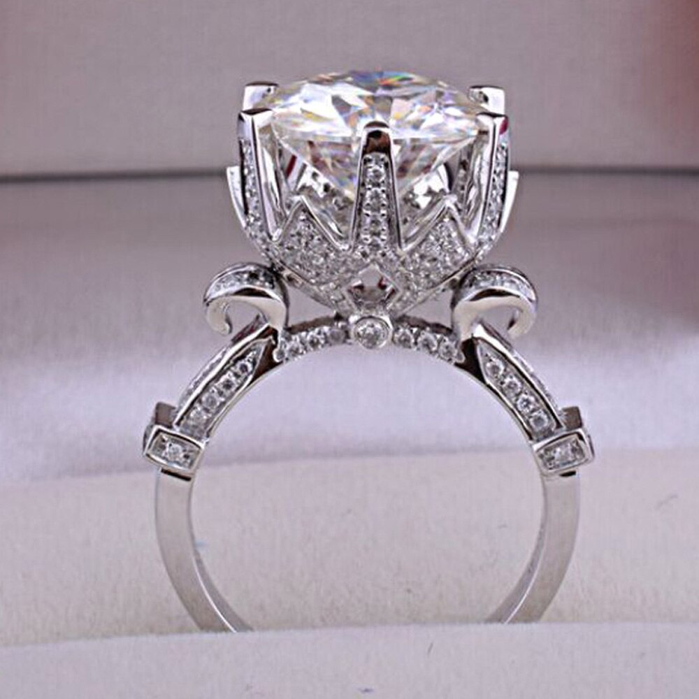 YaYI Schmuck Frauen Ring 3.8CT Weiß Zirkon Silber Farbe Verlobungsringe hochzeit Partei Schellt