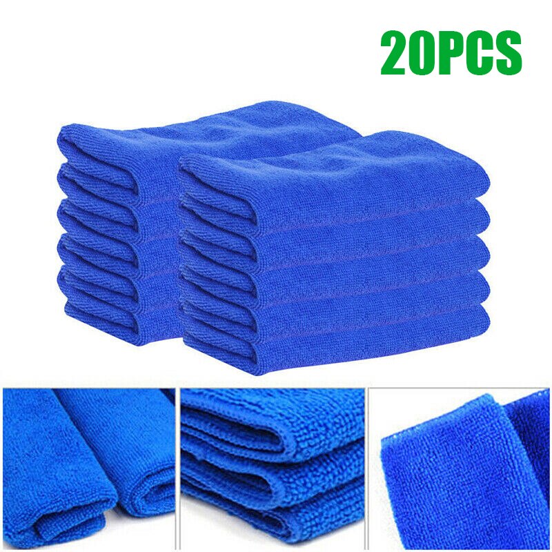 Toalla azul de lavado para pulir el coche, paño de microfibra de 25*25cm para encerar, almohadilla para pulir, fuerte absorción de agua