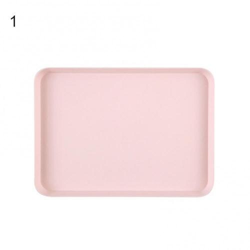 Bandeja Rectangular de plástico para almacenamiento de fruta, suministros de cocina, sencillo, nórdico: Pink S