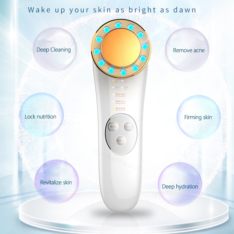 8 In 1 Rf Radio Frequentie Elektrische Led Photon Lichttherapie Rf Ems Huidverjonging Gezicht Lifting Draai Massage Schoonheid machine