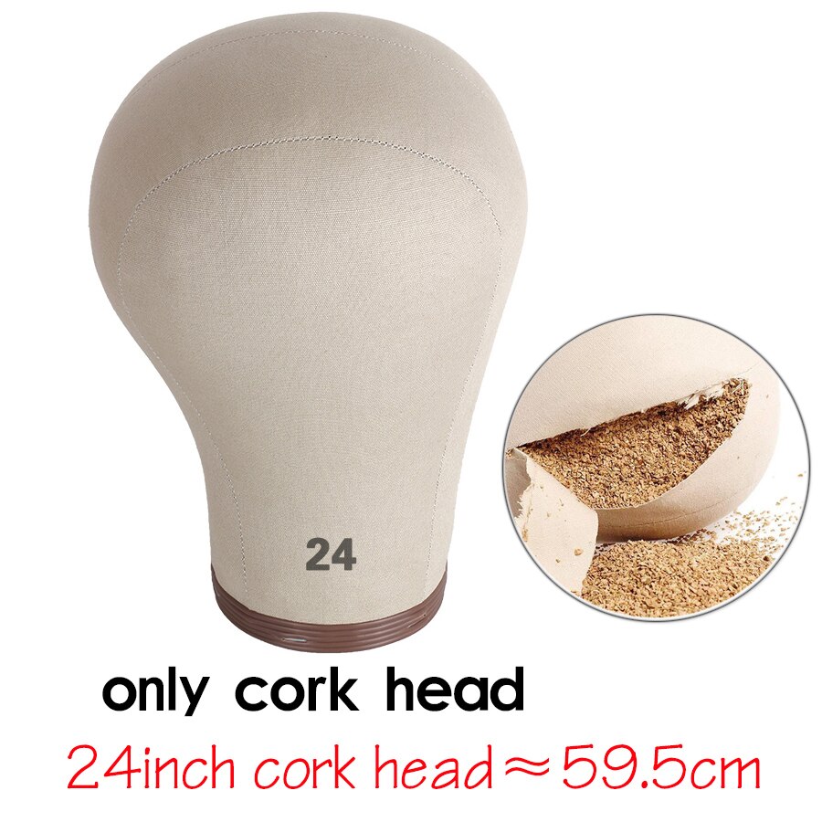 Alileader-Cabeza de bloque de lona de corcho suave para peluca, Kit de fabricación de pelucas, maniquí de , 21, 22, 23 y 24 pulgadas: 24 Cork Head