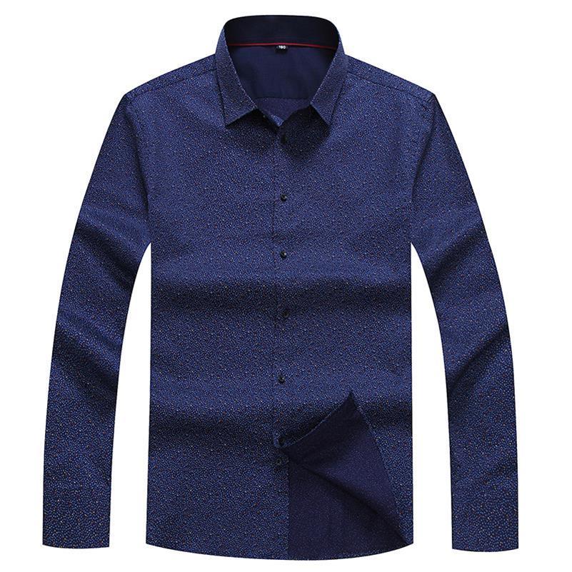 8xl 7xl 6xl 5xlspring Men Casual Shirts Long Sleeve Brand Printed Button-up Formal Business Polka Dot Floral Men Dress Shirt: 8xl