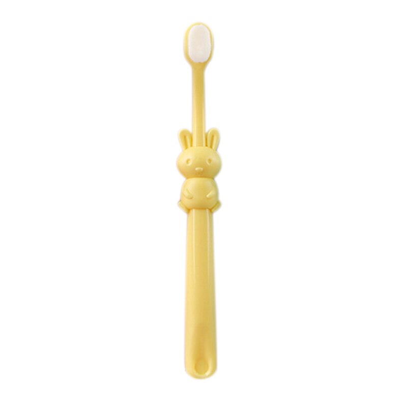 Coelho escova de dentes das crianças dos desenhos animados único pacote 2-10 anos de idade infantil escova de dentes macia do bebê: Yellow