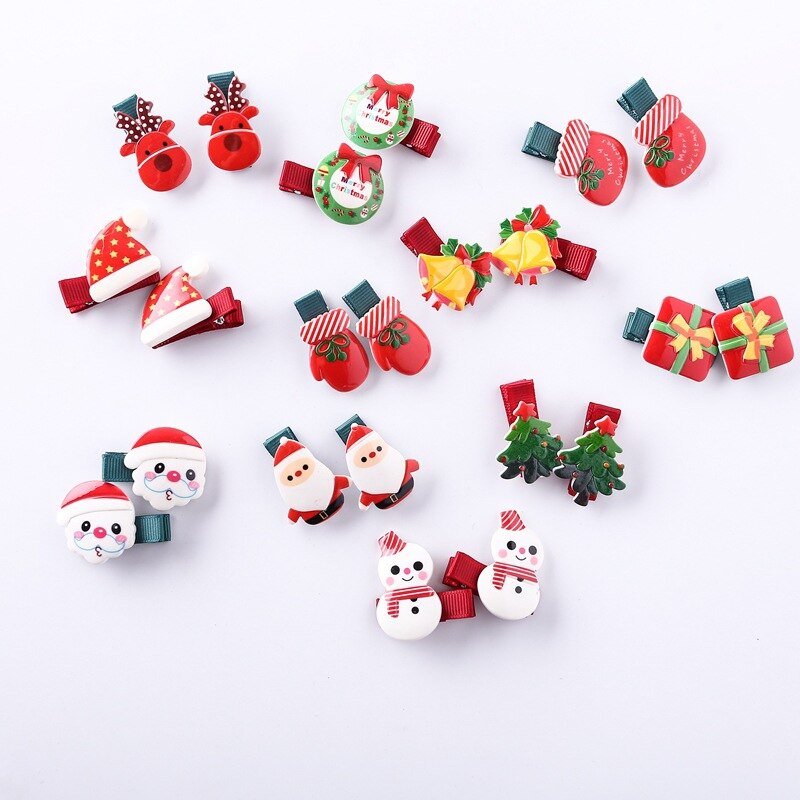 Baby Haar Clips Leuke Snap Clip Pins Kerstmissneeuwman Kerstman Kleur Haarspeldjes Kinderen Meisjes Haarspelden BB Clips