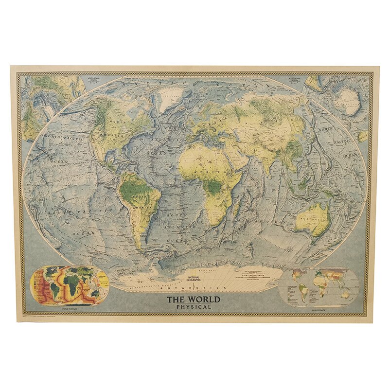 1 Pcs Wall maps of the world 72*51cm Student stationery School stylistic album decorative wall stickers Stylistic student school