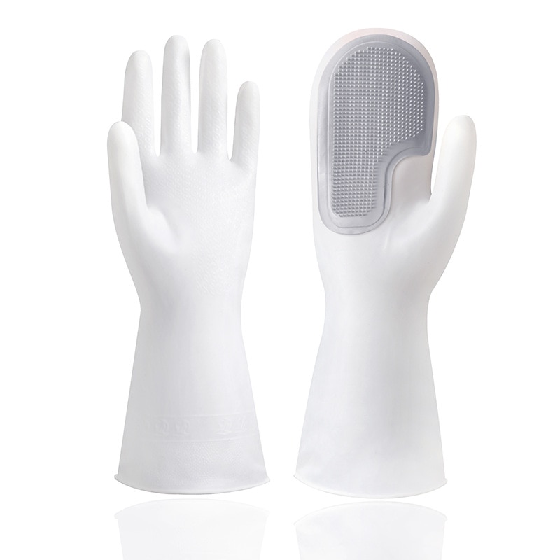 Household washing gloves brush plastic latex waterproof kitchen cleaning household washing gloves kitchen kitchen gloves