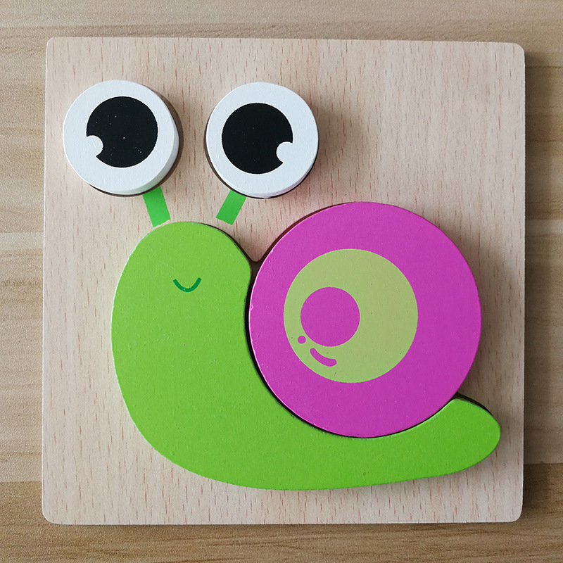 3D Holz Puzzle Puzzle Spielzeug Für Kinder Holz Cartoon Tier Puzzles Intelligenz Kinder Früh Pädagogisches Spielzeug Für Kinder: Snail