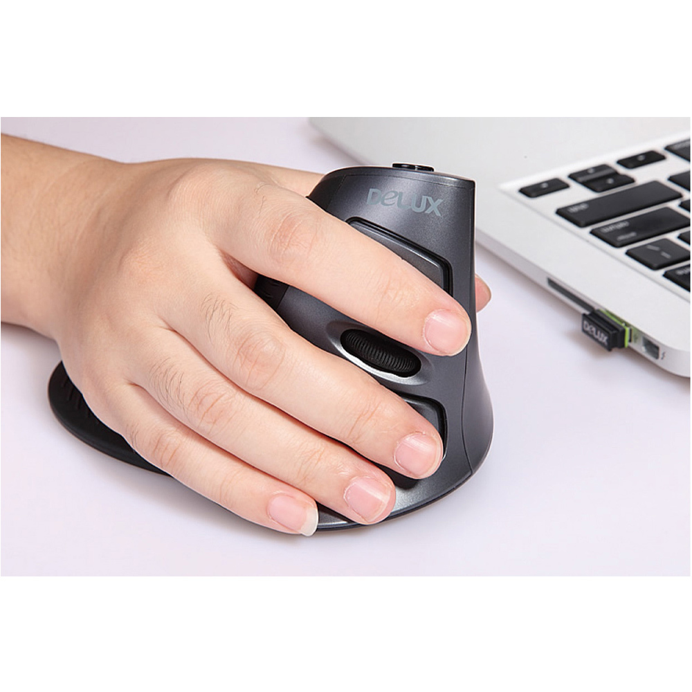 Delux M618 GX Ergonomic Vertical Wireless Mouse 6 Buttons 1600DPI Optical Mice With For PC Laptop