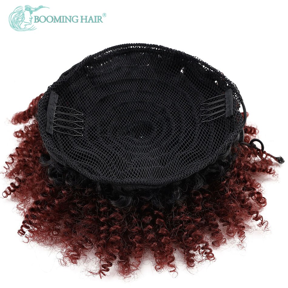 Short Afro Puff Synthetic Hair Bun Chignon Hairpiece For Women Drawstring Ponytail Curly Updo Clip Hair Extensions BOOMING HAIR
