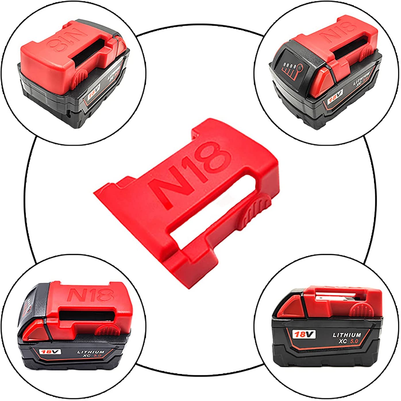 2 stk batteriholder til milwaukee batterifeste dockholder passer til  m18 48-11-1850 18v montere holder deksel dockklips rød svart
