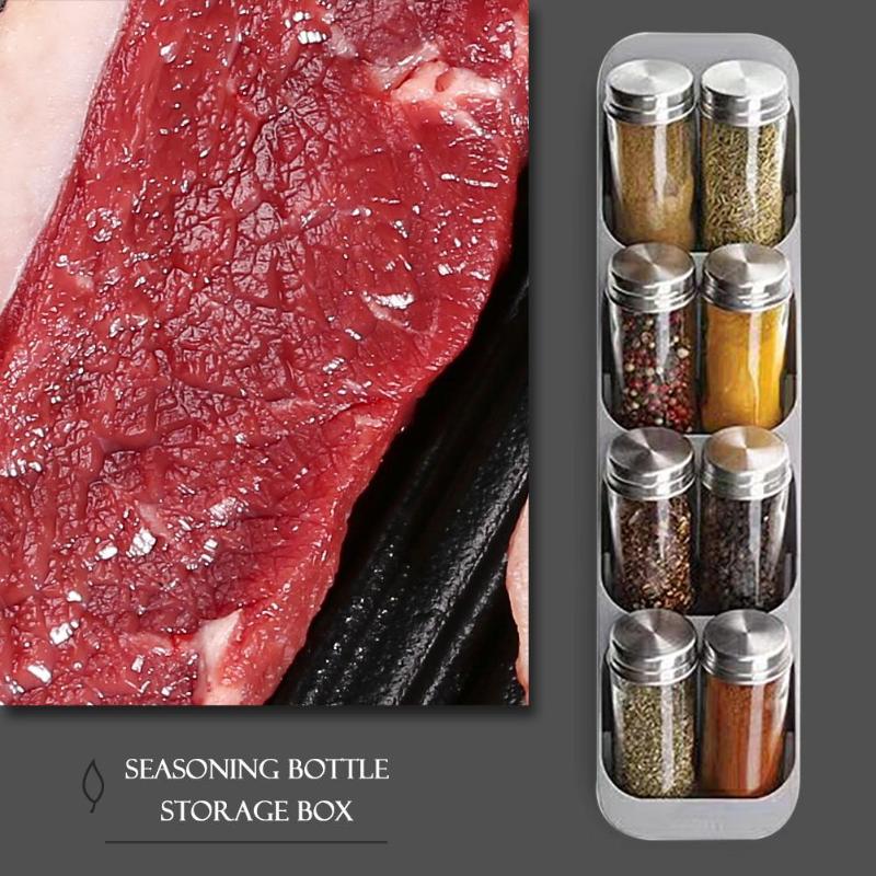 Åtte spor skuff krydder krydder flaske oppbevaringsholder 8 gitter digel oppbevaringsorganer kryddertank kjøkkenorganisator