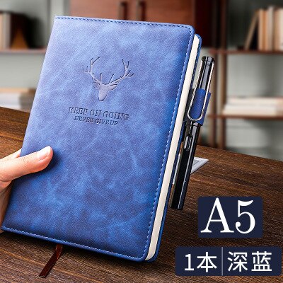 A5 Super Thicken 180sheets Pu Leather Diary Notebook School Office Daily Weekly Planner Agenda Notebook Journal Stationery: Blue