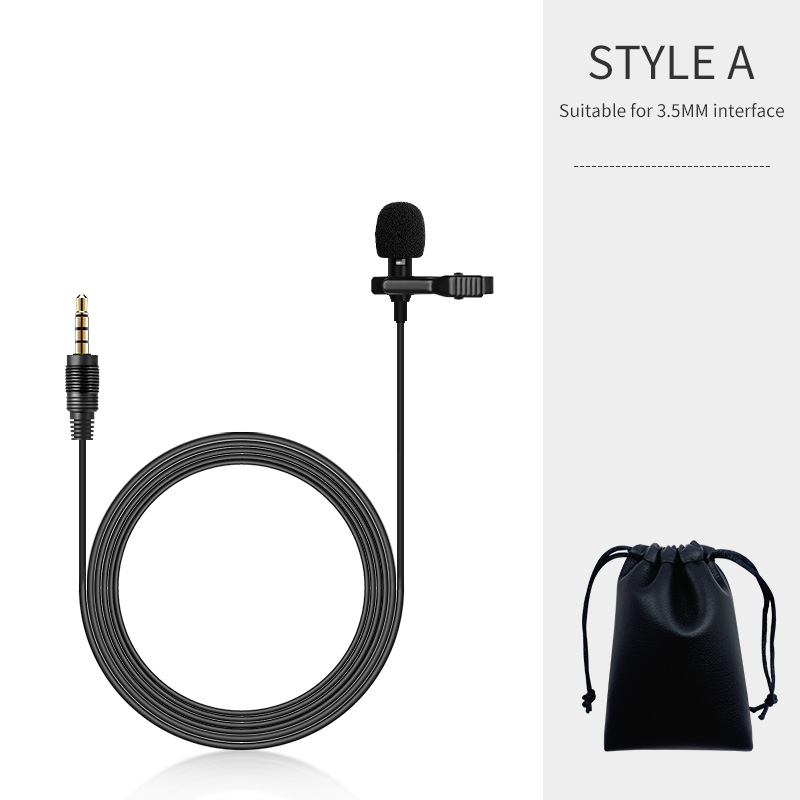 KATELEIYU Omnidirectional Metal 3.5mm Lavalier Smart Phone Recording Microphone bluetooth Mini Lapel Mic For PC Laptop camera: Leather single mic