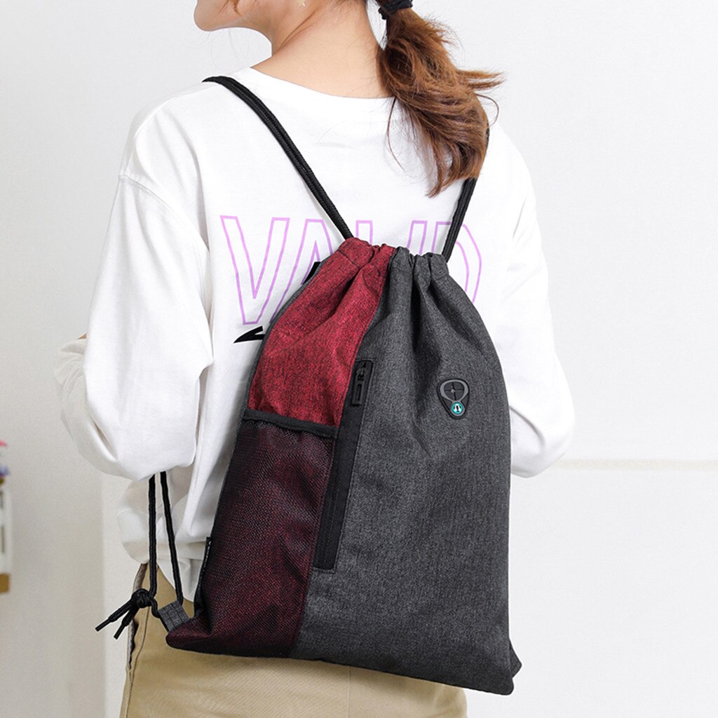 Lichtgewicht Packable Rugzak Mode Toevallige Unisex Bundel Touw Sport Rugzak Schooltassen Reizen Strand Tassen Voor Mannen Vrouwen Blauw