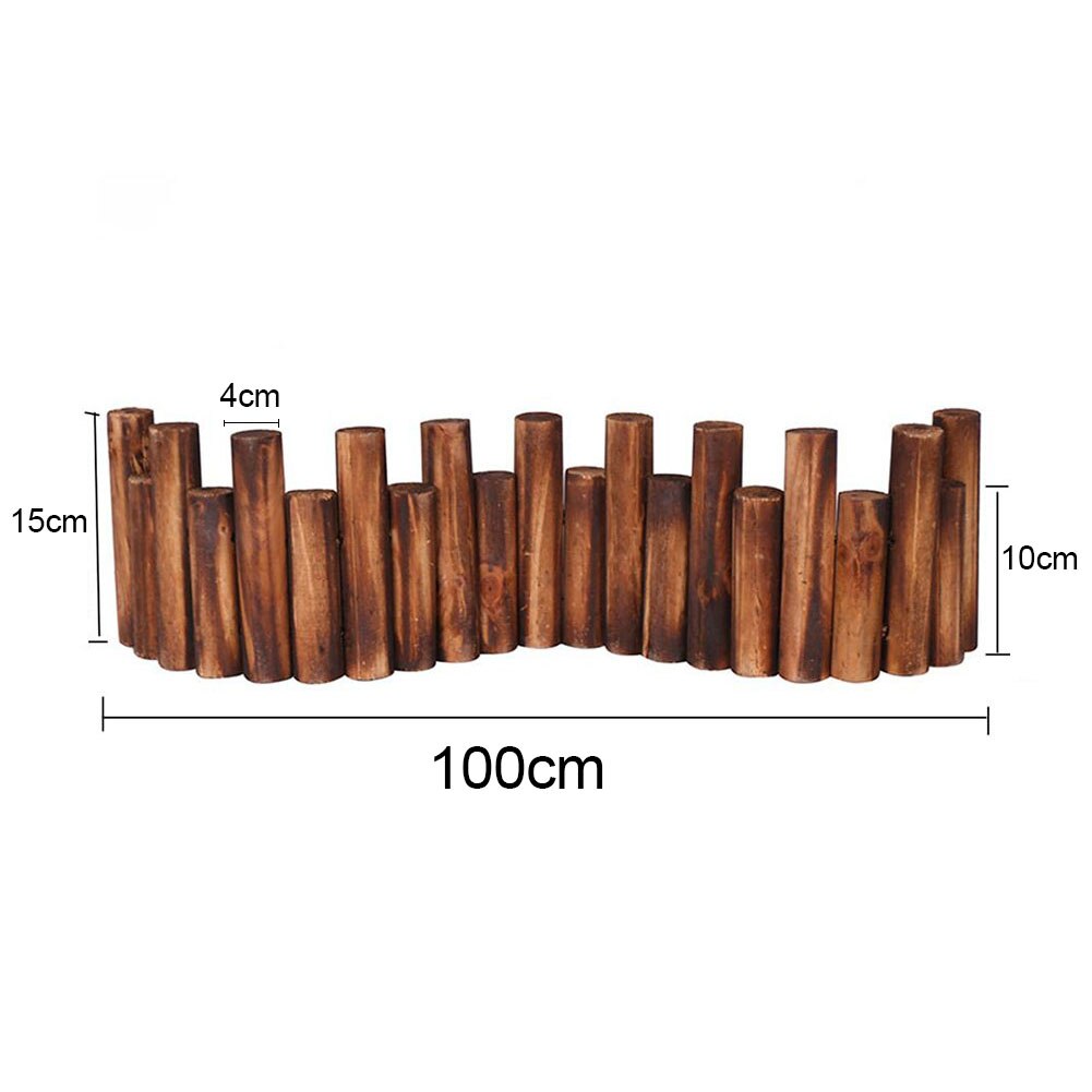 Anti-Corrosion Log Roll Border Easy Plug-in Fence Anti Corrosion Resistant Wooden Edging Fence for Flower Beds Lawns Paths