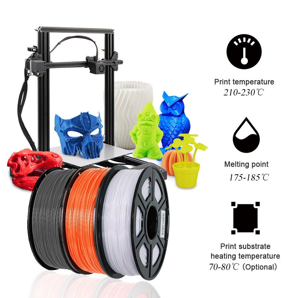 3 rotoli di SPLA 1.75 millimetri Filament 3kg/6.6lbs in bianco e nero grigio Vuoto Misura La Maggior Parte FDM 3D stampante con la nave veloce e di Alta Qualità.