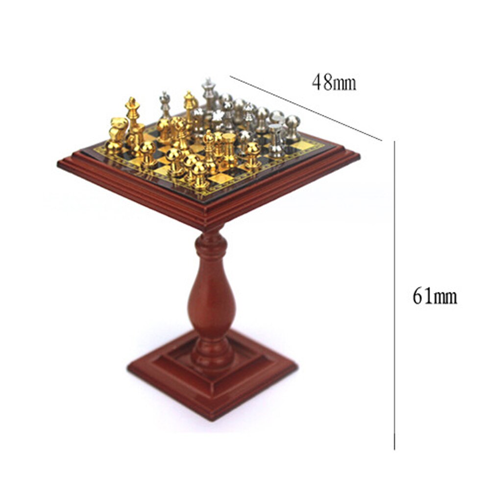 B143- b miniatyr sjakk sett og bord sjakkbrett dukker hus tilbehør dukkehus miniatyr sjakk sett