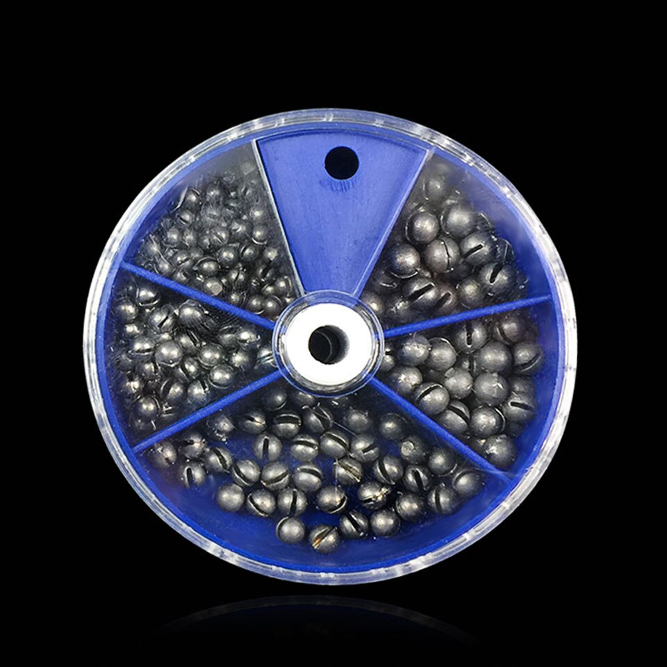 Accesorios para aparejos de pesca, enganche de plomo para mordedura, plomada redonda, peso de boca, protección de Línea Abierta, juego de 106/205 piezas: 5 compartments blue