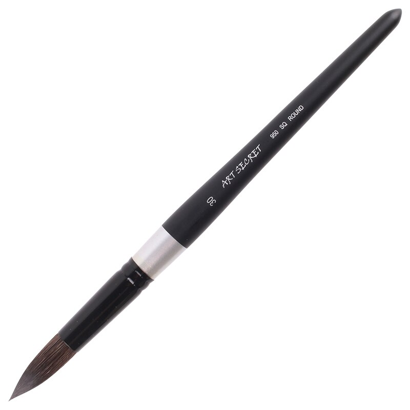 Pinceau Pro Arte Série 50 Artiste Pure écureuil Kazan - Pour Aquarelle Et Lavis - Taille S, M, L, XL - Virole Nickel, Manche Noir