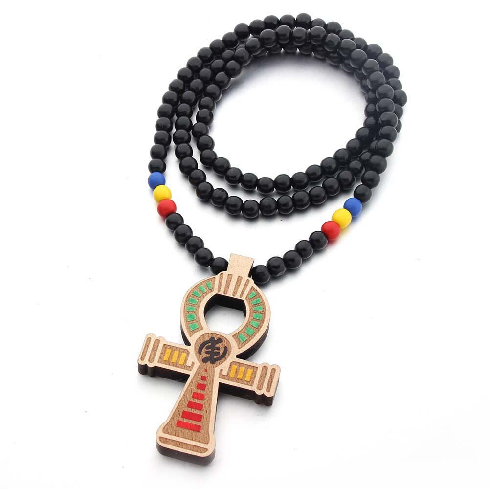 Retro træ brun kort kors vedhæng træ perler halskæder til mænd kvinde rosenkrans træ perle betaler religiøse smykker: Db