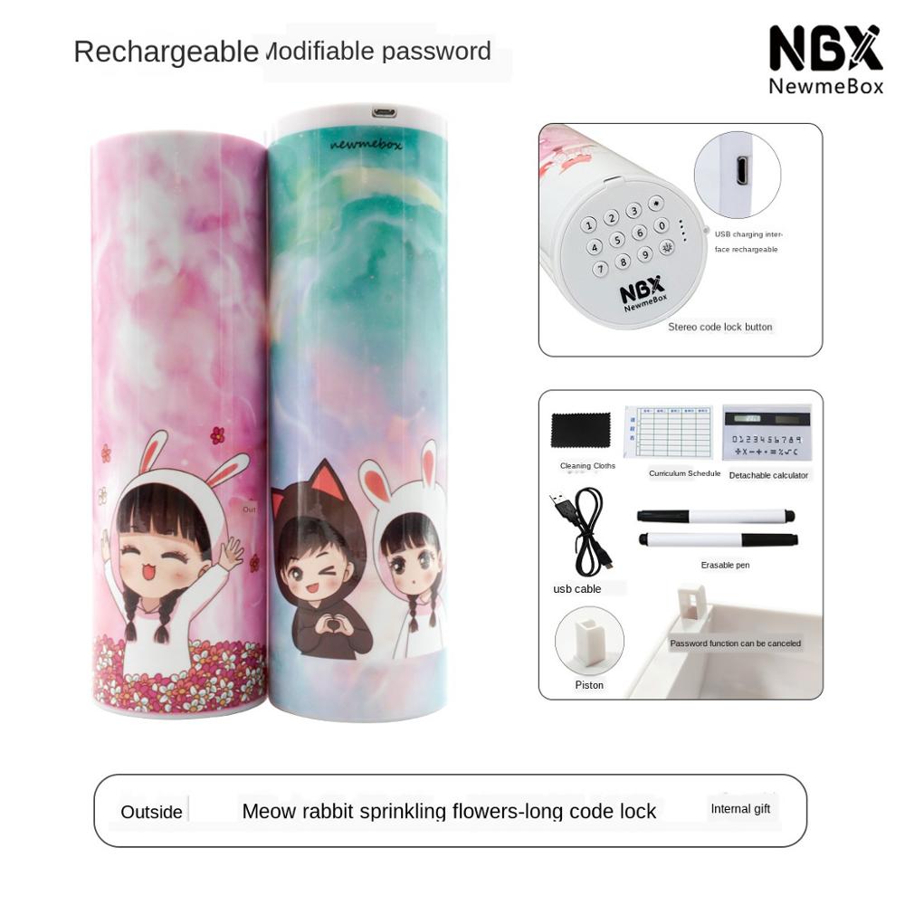 Pencil Case Code Lock Pen Box NBX Password Pencil Case Large Capacity Stationery Box Multi-Function Cylindrical Pencil Box: Style 9