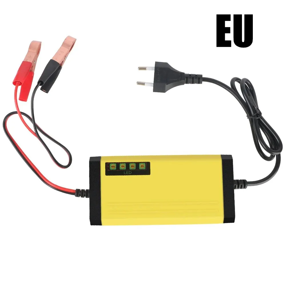 Chargeur de batterie de voiture avec affichage LED, alimentation, réparation d'impulsion, support, plomb sec, acide, moto, camion, pipeline, 12V, 220V: YELLOW