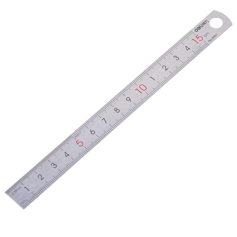 DELI Steel Ruler 15cm Metal Stainless Iron Straight Ruler Measure Tape Office Supply