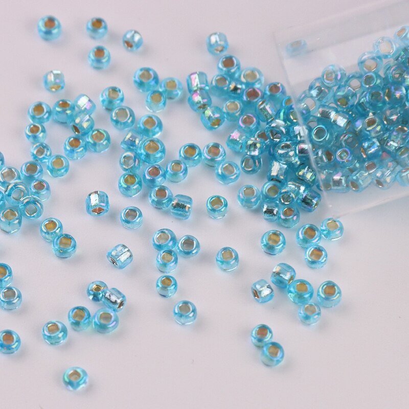 Cuentas de vidrio 12/0 unids/paquete de 2mm, cuentas de cristal checo cuadradas, espaciador de cuentas de vidrio, Agujero cuadrado para fabricación de joyería Diy: 589 AB Lake Blue